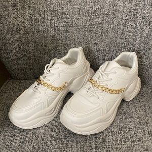White Shoes w/Gold Chain
